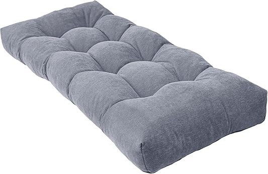 Bench Cushion 45 Inch - Chenille Fabric, High-Density Foam, Non-Slip Bottom, Soft Durable Indoor Tufted Long Seat Cushion for Window Garden Furniture (Light Gray, 45x18x4 Inch)