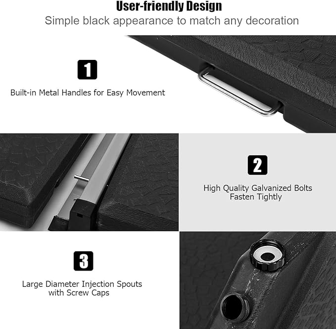 Tangkula 4PCS Patio Cantilever Offset Umbrella Base Weight Stand, 238lbs Square Shaped Sand/Water Filled Weight, 4-Piece Outdoor Umbrella Base Plate w/Heavy Duty Plastic, 38" x 38" Umbrella Base