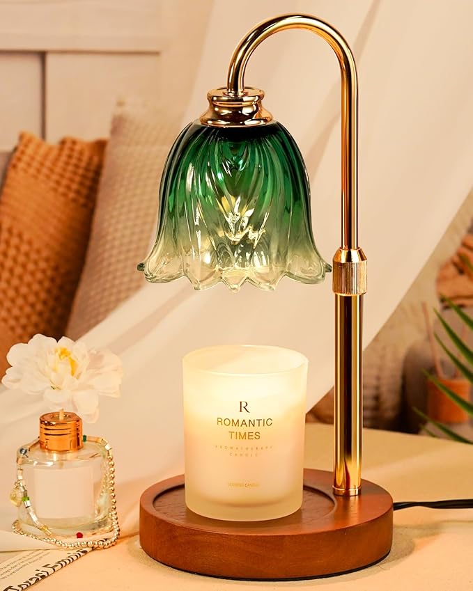 Candle Warmer Lamp, Gold Candle Lamp Warmer with Timer & Dimmer with 2 Bulbs, Birthday Gifts for Women Mom, Christmas Gifts, House Warming Gifts New Home Bedroom Decor, Height Adjustable