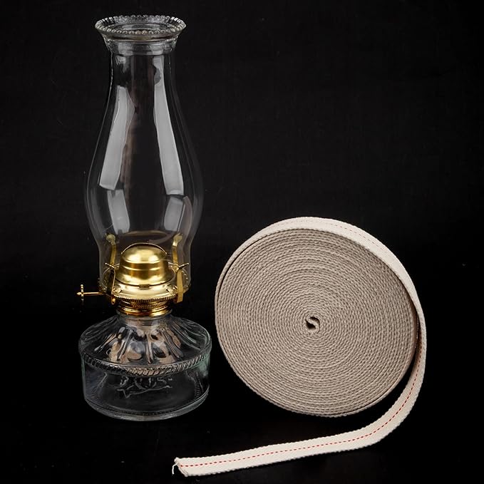 SWATOM Oil Lamp Wicks 33 Feet Roll 7/8 Inch Oil Wick for Lamps Cotton Lantern Kerosene Wick Replacement with Genuine Red Stitch