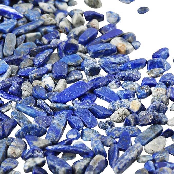 SUNYIK Lapis Lazuli Tumbled Chips Stone Crushed Pieces Irregular Shaped Stones 1pound(about 460 gram)