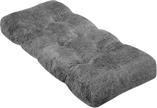 Bench Cushion 45 Inch - Luxury Chenille, High-Density Memory Foam, Non-Slip Bottom, Soft Durable Indoor Tufted Long Seat Cushion for Window Garden Furniture (Gray, 45x18x4 Inch)