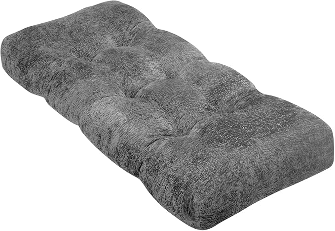 Bench Cushion 36 Inch - Luxury Chenille, High-Density Memory Foam, Non-Slip Bottom, Soft Durable Indoor Tufted Long Seat Cushion for Window Garden Furniture (Gray, 36x14x4 Inch)