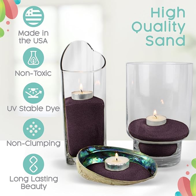 Plum Unity Sand -1.5 LB (22oz), Dark Purple Colored Sand for Weddings, Vase Filler, Home Décor, Craft Sand, Aquarium Sand, and More