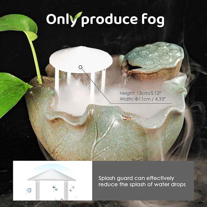 Mxmoonant 350ml/H Ultrasonic Mist Maker Fogger Metal 12 LED Lights Mister with Removable Splash Guard & Ceramic Discs for Water Fountain Pond Pot Rockery Sink
