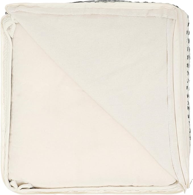 REDEARTH · Tufted Pouf Ottoman with Filler Textured Storage Cube Bean Bag Pouffe Footrest for Living Room, Bedroom, Nursery, Kidsroom; 100% Cotton (17.5"X17.5"X17.5", Ziggurat Obsession Black)