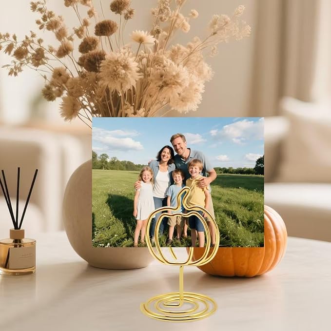 30 Pcs Picture Display,2 Inch Gold Photo Holders,Gold picture Holders for Tables,Table Number Holders，Party supplies for autumn harvest festivals, Halloween, Thanksgiving,Fall Decorations (Style 1)