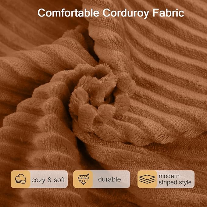 MeMoreCool Square Stuffed Pouf Ottoman Foot Rest, Corduroy Floor Pouf Foot Stool with Foam Chunk Filling, Soft Stuffed Ottoman Footrest for Living Room, Coffee