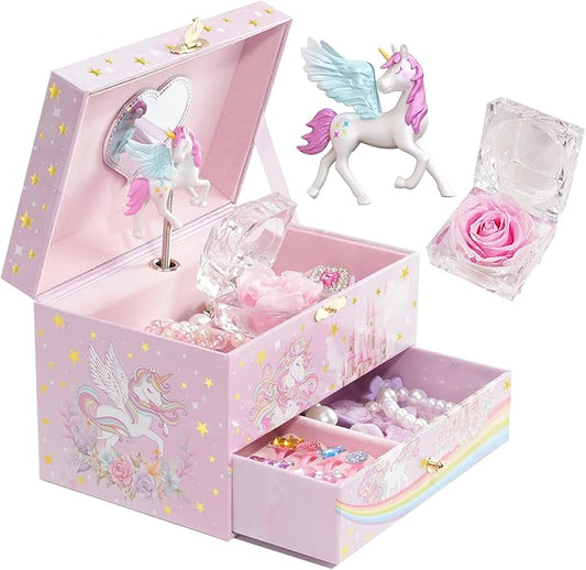 ProCase Children's Jewelry Box, Kids Jewelry Organizer with Unicorn for Little Girls, Jewelry Case Gift for Toddler Age 2 3 4 5 6 7 8 -Swan