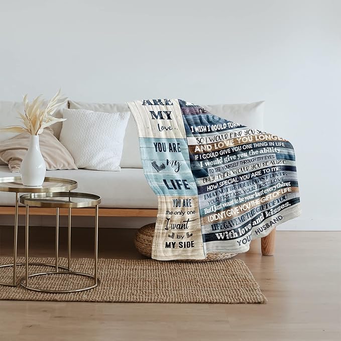 Anniversary Romantic Gift for Wife, Ultra-Soft Micro Fleece Sherpa Throw Blanket, Christmas Day Gifts for Her, Wife Birthday Gifts from Husband, for Bedding Sofa and Travel