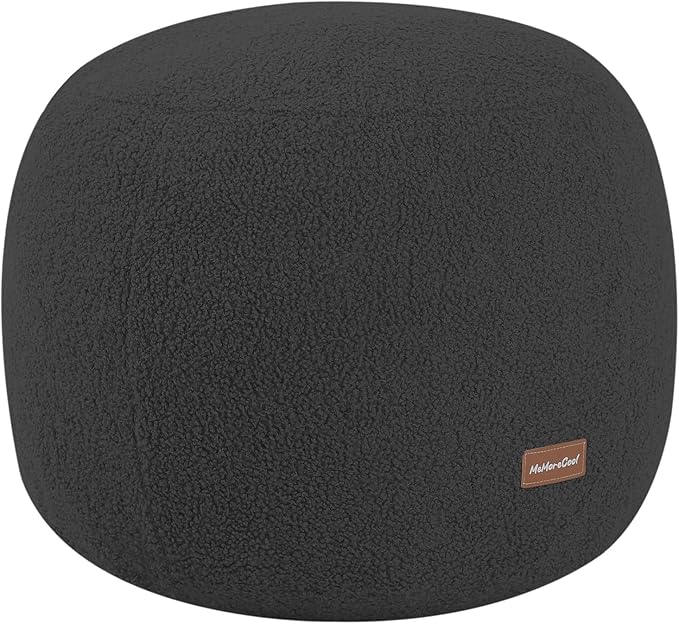 MeMoreCool Stuffed Round Pouf Ottoman Foot Rest, Floor Pouf Foot Stool with Soft Foam Chunk Filling, Small Round Ottoman Footstool Circle Footrest for Living Room, Dark Grey