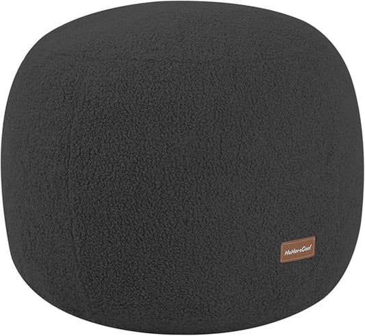MeMoreCool Stuffed Round Pouf Ottoman Foot Rest, Floor Pouf Foot Stool with Soft Foam Chunk Filling, Small Round Ottoman Footstool Circle Footrest for Living Room, Dark Grey