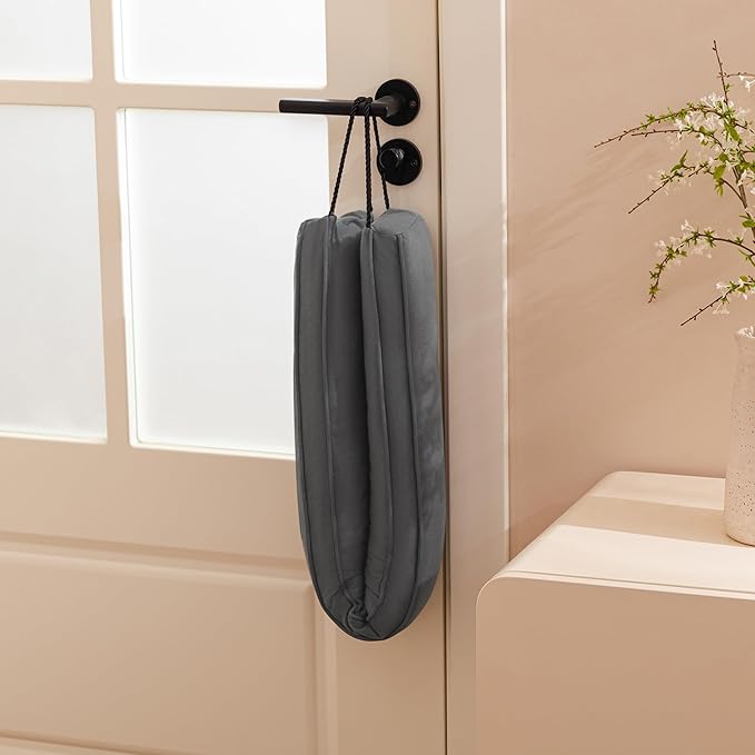 Sunolga 48" Door Draft Stopper for Bottom of Door, Under Door Gap Filler with Removable Cover up to 4 Inches, Weighted Bottom of Door Barrier for Noise, Air, Wind and Light, Gray