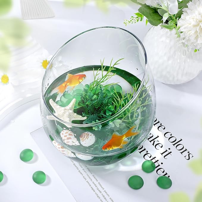 SUREAM Green Flat Marbles, 0.8LB Pebbles for Vases, Glass Gems for Crafts, Glass Marbles Bulk for Aquarium Table Scatter Party Home Wedding Centerpieces Decor