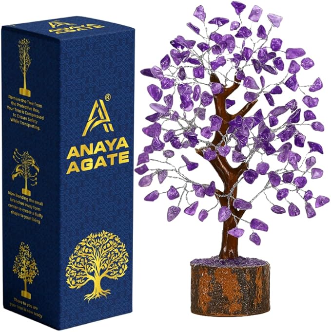 Amethyst Crystal Tree of Life - Handmade Healing Bonsai Purple Tree for Home and Office Decor, Positive Energy and Good Luck, Ideal for Christmas Decor and Birthday Gifts for Women, Men