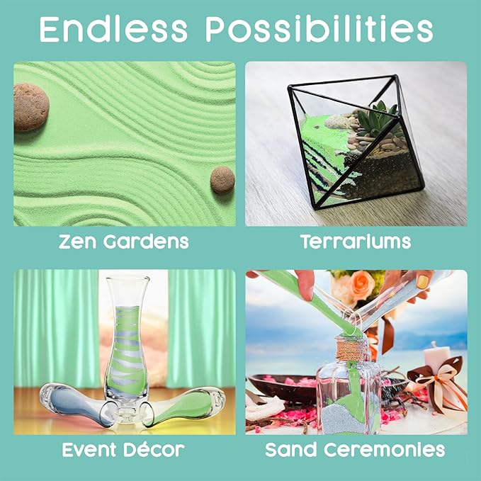 Mint Green Unity Sand -1.5 LB (22 oz), Mint Colored Sand for Weddings, Vase Filler, Home Décor, Craft Sand, Aquarium Sand, and More