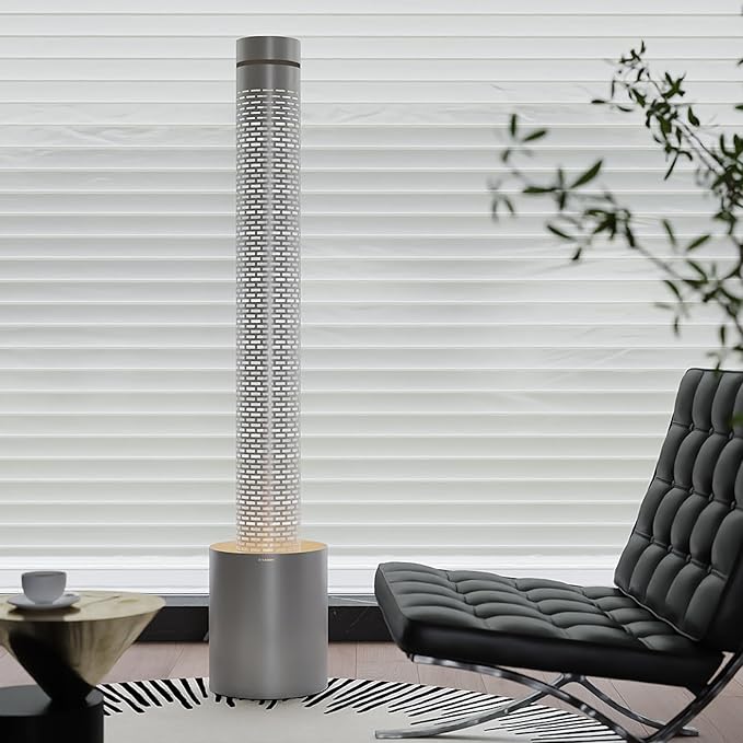 59.8" Modern Water Fountain Indoor, Minimalist Metal Waterfall Fountain with LED Light, Aesthetic Luxury Water Feature, Romantic Decor for Office & Home