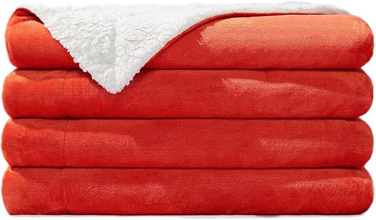 NANPIPER Sherpa Blanket King Fleece Bed Blankets Soft and Warm Fuzzy Microfiber,Orange 90"x108"