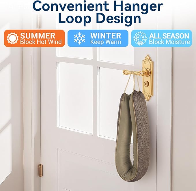 Door Draft Stopper for Bottom of Door, 36’’ Heavy Duty Under Door Draft Blocker Gap Filler, Door Seal for Noise Light Cold Air, with Adhesive Strips, Brown