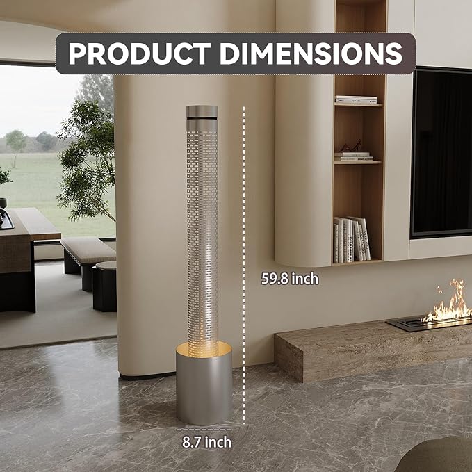 59.8" Modern Water Fountain Indoor, Minimalist Metal Waterfall Fountain with LED Light, Aesthetic Luxury Water Feature, Romantic Decor for Office & Home