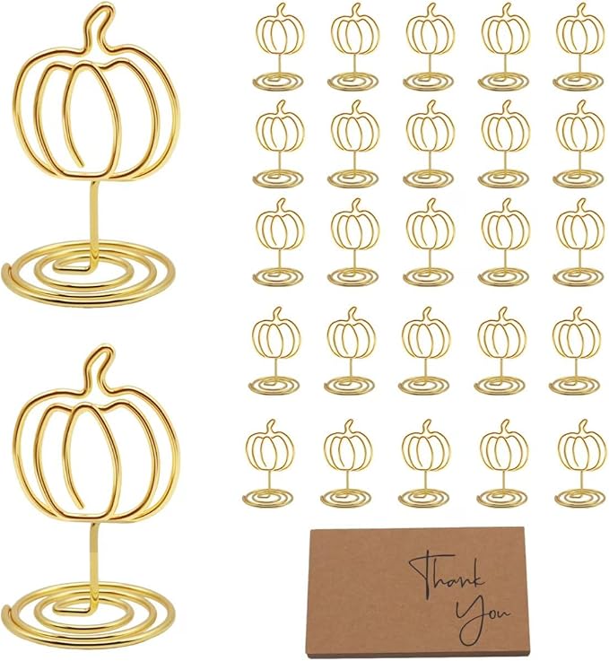 30 Pcs Picture Display,2 Inch Gold Photo Holders,Gold picture Holders for Tables,Table Number Holders，Party supplies for autumn harvest festivals, Halloween, Thanksgiving,Fall Decorations (Style 1)
