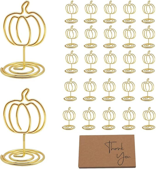 30 Pcs Picture Display,2 Inch Gold Photo Holders,Gold picture Holders for Tables,Table Number Holders，Party supplies for autumn harvest festivals, Halloween, Thanksgiving,Fall Decorations (Style 1)