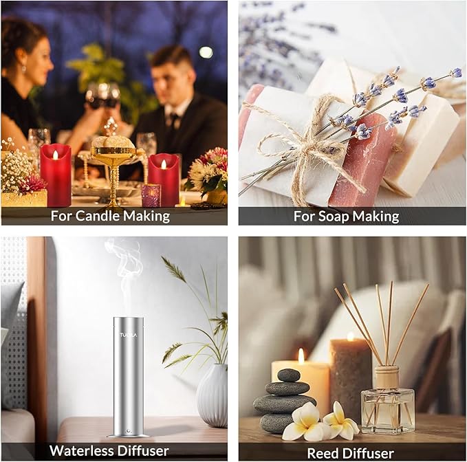 Hotel Luxury Waterless Diffuser Essential Oil Set(10x 20mL), Aroma Scent Oils My Way, Mysterious, Oud Wood, Candy Mints, Bergamot Usage Cold Air Diffuser Aromatherapy Home, Car, Office