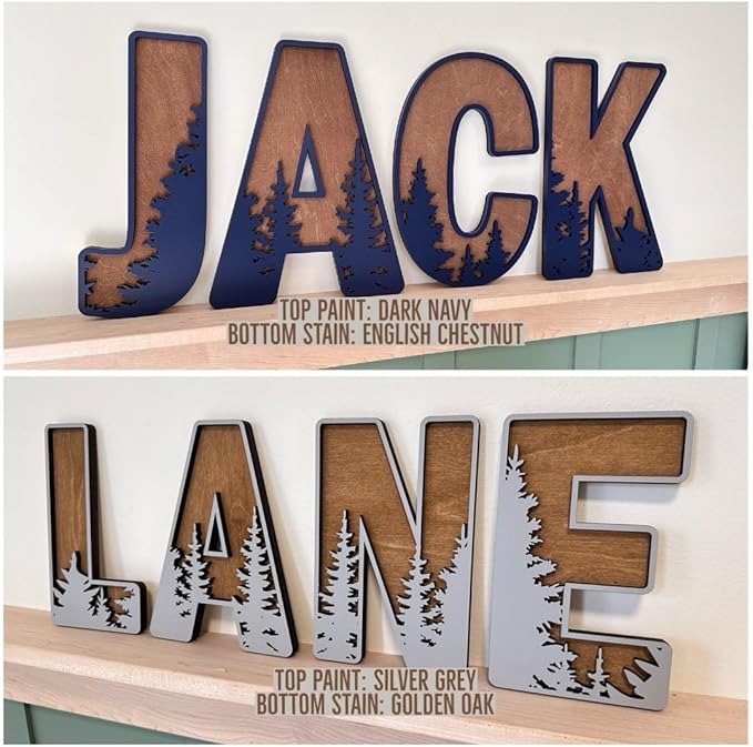 Name Sign For Nursery, Boho Nursery Sign, Family Name Signs, 3D Wall Art for Children & Kids Rooms, Baby Shower, First birthday gift (Woodland)