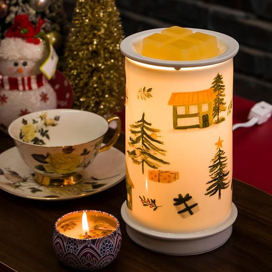 STAR MOON Ceramic Wax Melt Warmer,Candle Wax Warmer for Scented Wax Melter,Electric Wax Melts Wax Cubes Candle Lamp for Home Office Decor,Wax Burner as for Family and Friend, Farmhouse