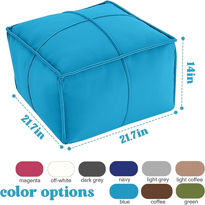 MeMoreCool Stuffed Round Pouf Ottoman Foot Rest, Floor Pouf Foot Stool with Soft Foam Chunk Filling, Small Round Ottoman Footstool Circle Footrest for Living Room