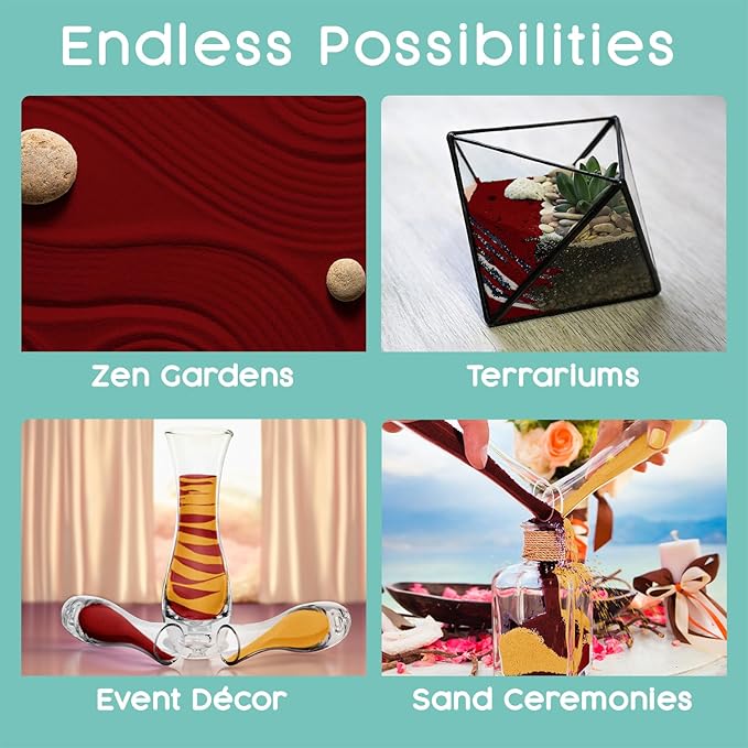 Sandsational Sparkle Sangria Unity Sand -1.5 LB (22oz), Dark Burgundy Colored Sand for Weddings, Vase Filler, Home Decor, Crafts, Terrariums, and More