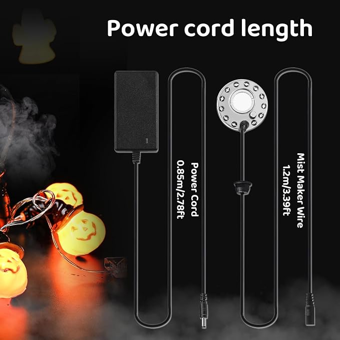 Mxmoonant 350ml/H Ultrasonic Mist Maker Fogger Metal 12 LED Lights Mister with Removable Splash Guard & Ceramic Discs for Water Fountain Pond Pot Rockery Sink