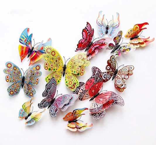 Butterfly Wall Decor 24/48 PCS, 3D Butterflies Stickers for Party Decorations with Magnets (Circl, 48)