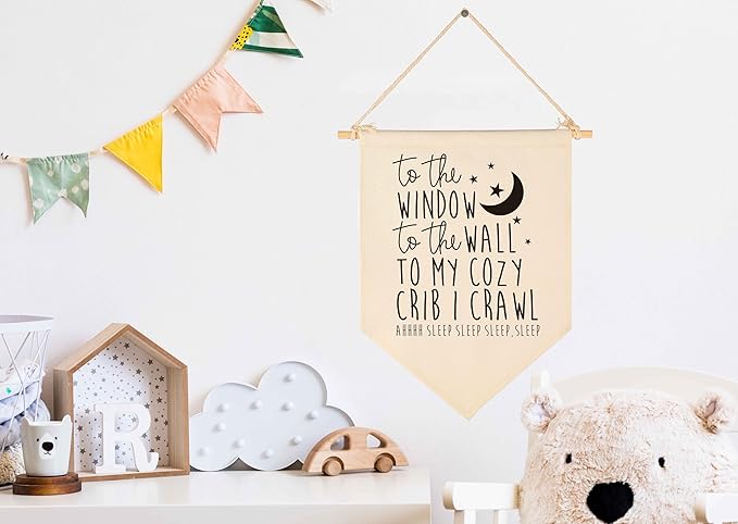 to the Window to the Wall-Sign Above Crib-Baby Flag Wall Decor Gifts for Baby Girls Boys Kids-Canvas Hanging Pennant Banner Sign Gifts for Nursery Baby Room Playroom Bedroom Front Door