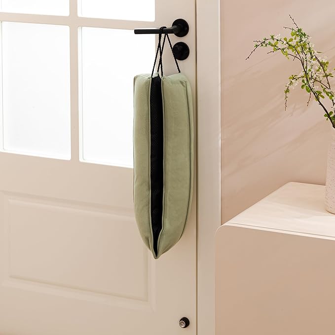 Sunolga 38 Inch Door Draft Stopper with Removable Cover for Gaps Up to 3 Inch, Machine Washable Noise and Air Blocker for Bottom of Door and Window, Light Green