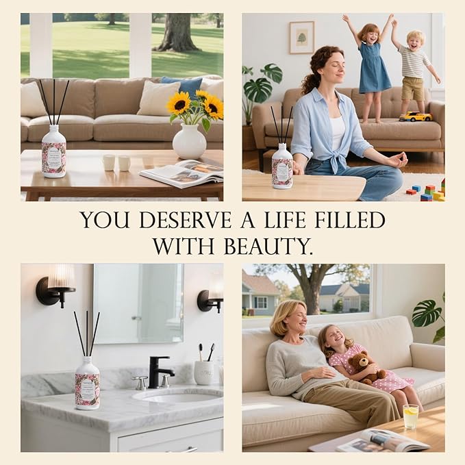 M&SENSE Reed Diffuser Oil Refill, 16.9 Fl Oz with 10 Hollow Reed Sticks, Forest Mint Fir Scent Home Fragrance, Scented Oil Refills, Natural Essential Oils for Diffusers, Décor for Home Spa Office