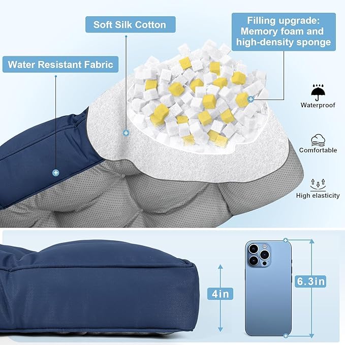 Custom Tufted Bench Cushion - Custom Size and Color, Premium Fabric for Indoor & Outdoor Patio Porch Swing Cushions Bay Window Sofa Garden Cushion, Non-Slip Bottom, Piping, 70D High-Density Spong