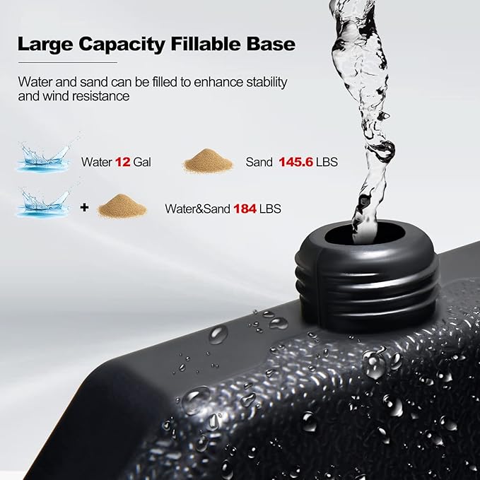 Tangkula 4 Pieces 185lbs Cantilever Offset Patio Umbrella Base, Water & Sand Filled Heavy Duty Outdoor Umbrella Stand, Fan-Shaped Umbrella Base Weights Plate Set with Easy to Fill Spouts