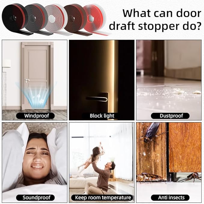 Door Draft Stopper for Bottom of Door, Adjustable Weather Stripping Door Seal for Cold Insulation, Under Door Sweep for Exterior & Interior Doors, Door Bottom Seal Blocker Noise (39inch,Transparent)
