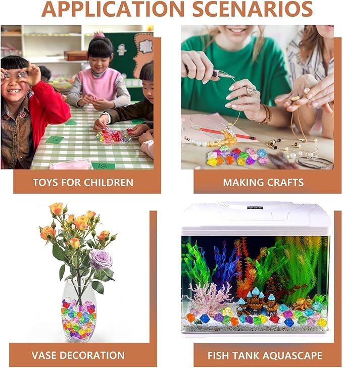 Vase Fillers for Home Decor, Fake Crushed Ice Cubes, Orange 150 pcs Reusable Fake ice Cubes for Photography Accessories Props Decoration for Wedding