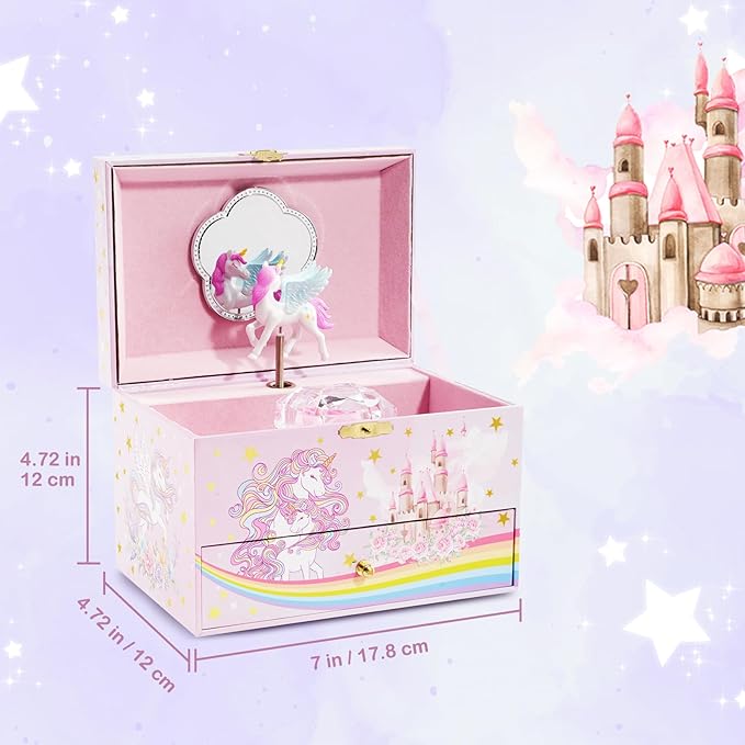 ProCase Children's Jewelry Box, Kids Jewelry Organizer with Unicorn for Little Girls, Jewelry Case Gift for Toddler Age 2 3 4 5 6 7 8 -Sunshine