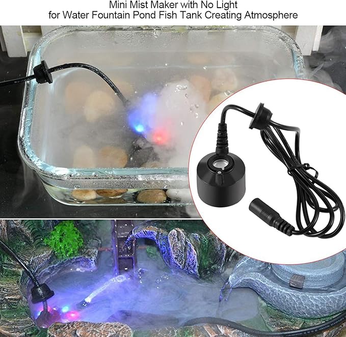 Mist Maker, Ultrasonic Water Fountain Pond Fogger Mini Mister Fog Machine Atomizer Air Humidifier Indoor Foggers Halloween Christmas Party Water Feature Rockery Fish Tank Vase Christmas Birdbath Decor
