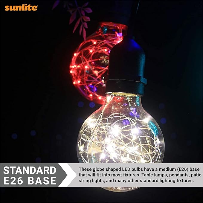 Sunlite 81173 G25 Globe Bulb, LED Fairy-Lights Inside, 1.5 Watts, Medium (E26) Base, Non Dimmable, Party Decoration, Holiday Lighting, String Light, Purple, 1 Count