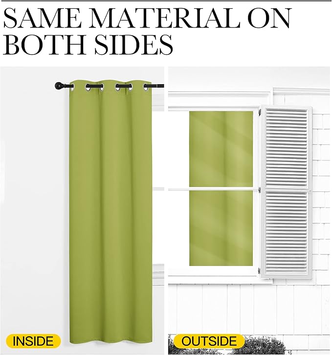 NICETOWN Fresh Green Blackout Curtains 86 inches Length for Living Room, 2 Panels, 55" Wide, Thermal Insulated Long Drapes for Large Window