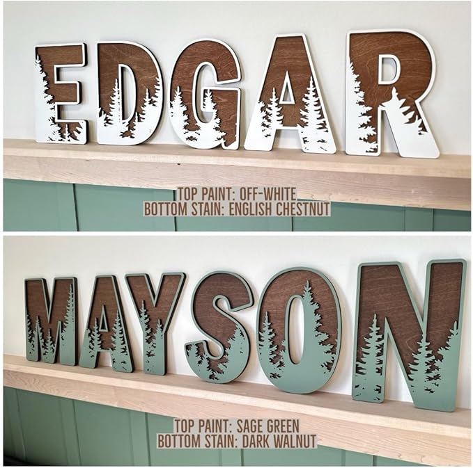 Name Sign For Nursery, Boho Nursery Sign, Family Name Signs, 3D Wall Art for Children & Kids Rooms, Baby Shower, First birthday gift (Woodland)