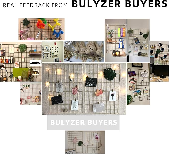 Grid Wire Board,for Memo Picture Panel Wall Decoration for Room Office Mat Photo Hanging Art Display Frames Desk Storage Organizer,17.3" x 11.8"(2Pack) (Gold)