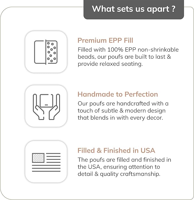 Anji Mountain 100% Handmade & Handcrafted Comfortable Home Décor Pouf Ottoman Footrest for Living Room, Bedroom, Nursery, Kidsroom, Patio Furniture - (20" x 20" x 20" - Croissant)