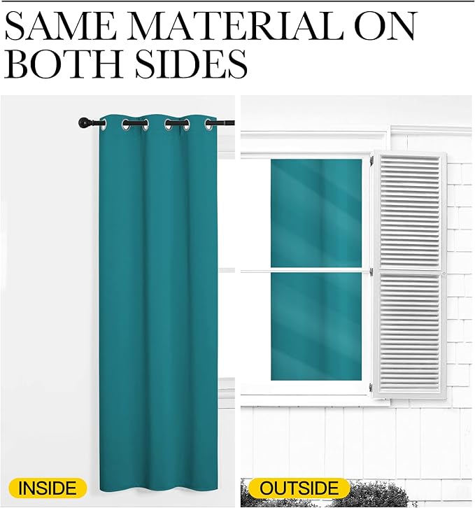 NICETOWN Room Darkening Curtains 90 inch Length 2 Panels, Thermal Insulated Grommet Blackout Curtains for Modern Casual Elegant Bedroom Kids Room Theme Decoration (Peacock Teal, 2 Pieces, W42)