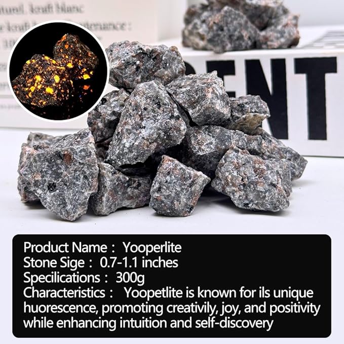 0.9lb Natural Yooperlite Stone | Glows Under UV Light | Raw Rough Crystal for Rock Tumbling, Fountain, Decor, Crafts, Gift Ideas