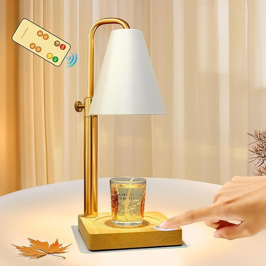 Candle Warmer Lamp with Timer Electric Wax Warmer for Scented Wax Melt Warmer Melter for Jar Candles Touch and Remote Control Dimmable Adjustable Height Gifts for Women 2 Bulbs,White Metal
